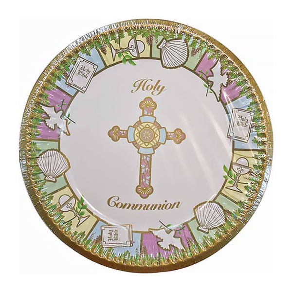 First Communion Party Large Paper Plates - Pack of 10