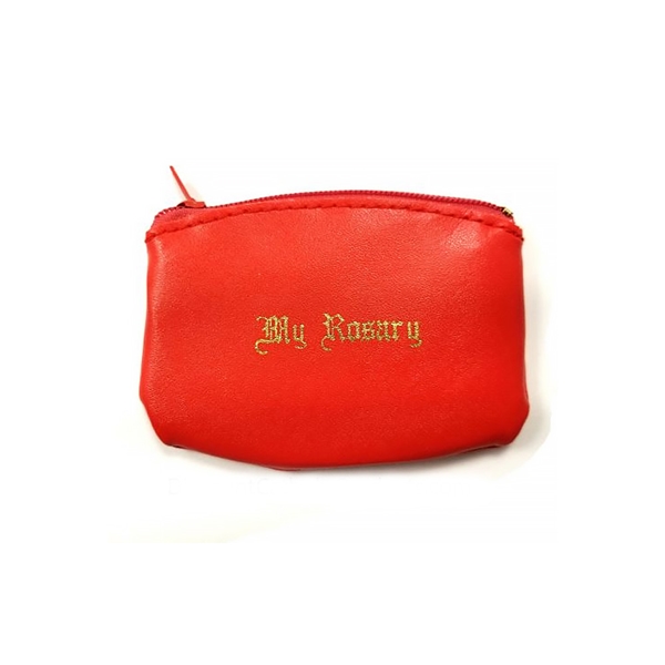 Red Leather &amp; Vinyl Rosary Case