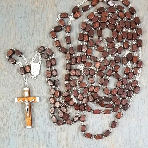 25&quot; Brown Square Wooden Rosary