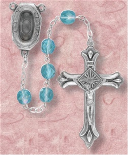 Aqua Crystal Bead Lourdes Water Rosary