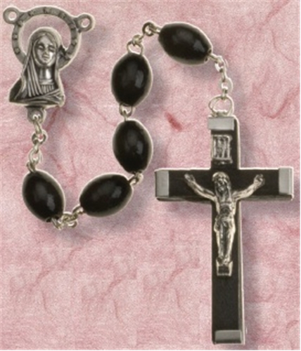 21-inch Black Wood Bead Rosary