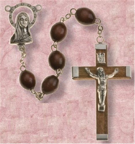 21-inch Brown Wood Bead Rosary