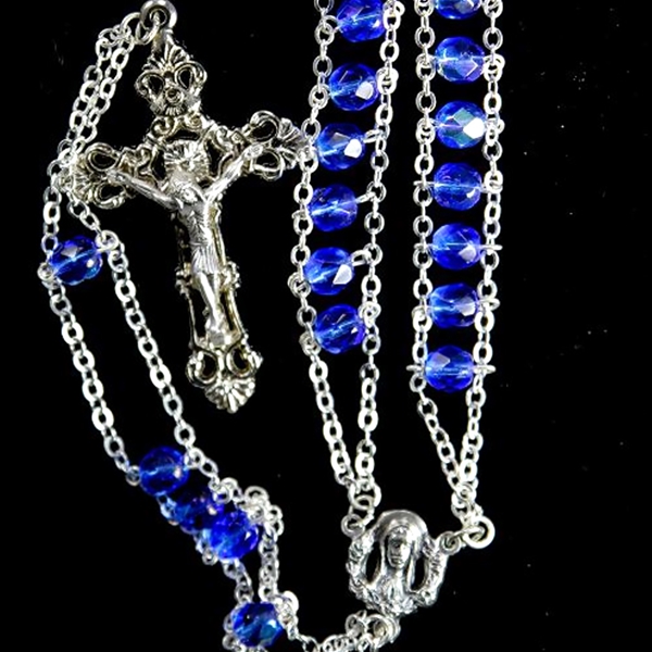 Glass Bead Dark Blue Ladder Rosary