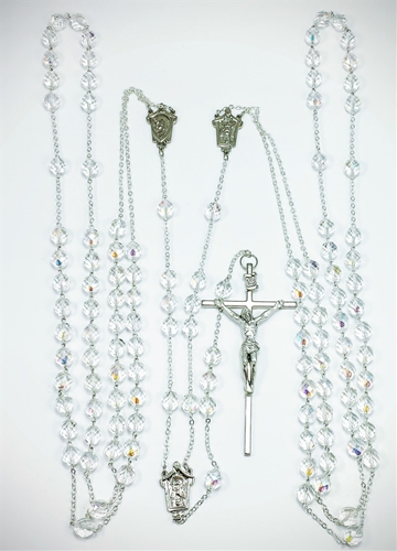 Aurora Borealis Crystal Wedding Lasso Rosary - Silver