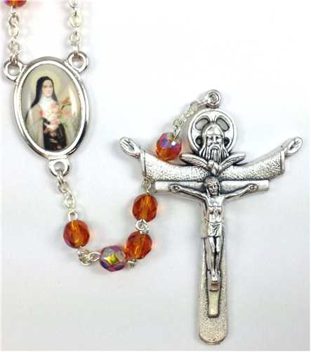 Saint Therese Topaz Crystal Bead Rosary