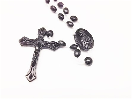 Black Plastic Cord Rosary - Made in Italy - Bulk Pack of 100