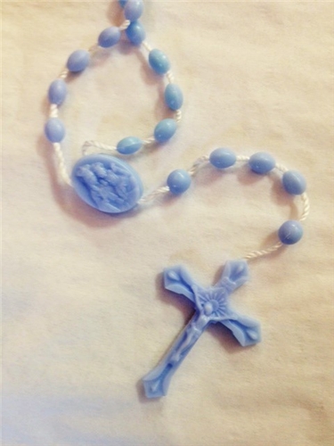 Blue Plastic Cord Rosary - Made in Italy - Bulk Pack of 100