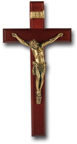 Dark Cherry and Gold Crucifix Leaning