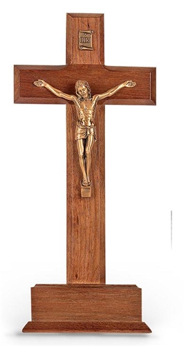 Standing Walnut and Museum Gold Salerni Crucifix