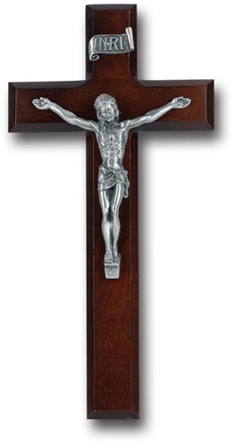 Walnut and Antique Pewter Crucifix