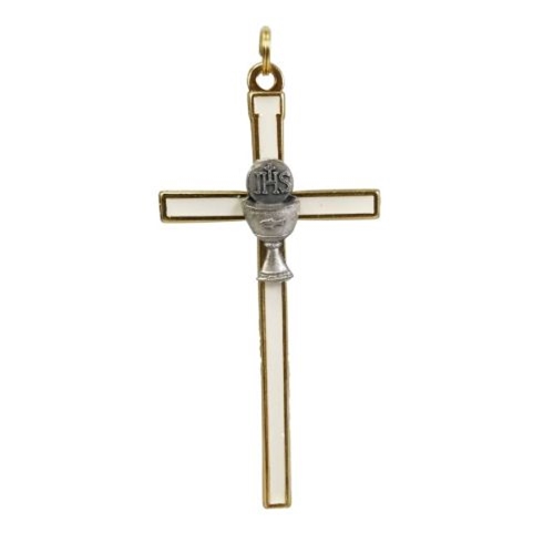 5 Inches Gold and White Chalice Wall Cross