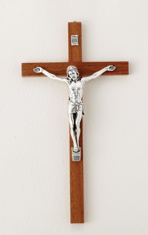 Italian Wooden Crucifix with Pewter Corpus