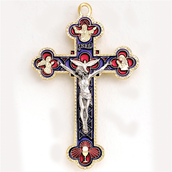 3.5-Inch Metal Trinity Crucifix-Colored