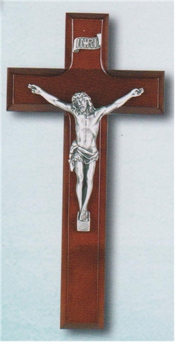 Dark Cherry and Pewter Crucifix Right Facing