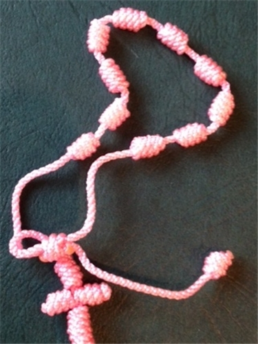 Pink Knotted Cord Rosary Bracelet