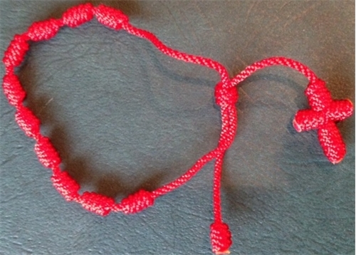 Red Knotted Cord Rosary Bracelet