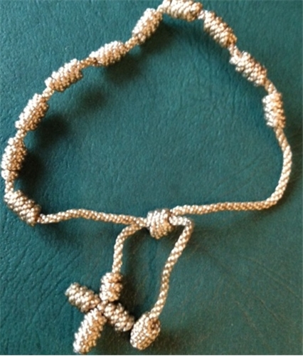 Beige Knotted Cord Rosary Bracelet