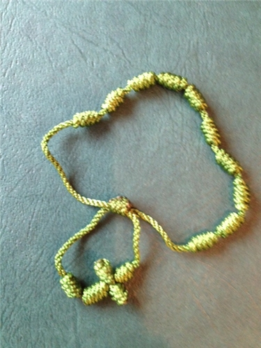 Green Knotted Cord Rosary Bracelet
