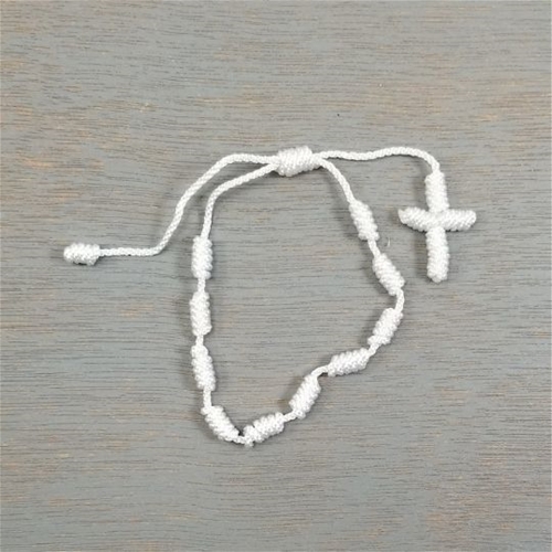 White Knotted Cord Rosary Bracelet