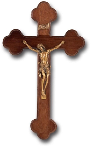 10-Inch Walnut and Museum Gold Wall Crucifix