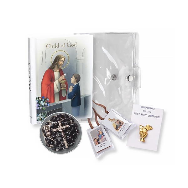 Clear Wallet Boy Christ Communion Gift Set