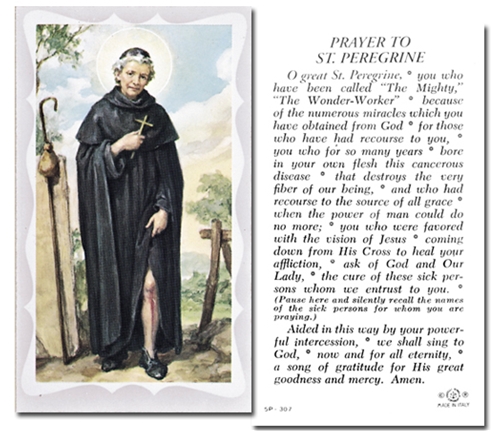 St Peregrine Prayer Card, pack of 100
