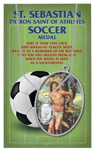 Pewter St. Sebastian Soccer Medal - Choose Boy or Girl