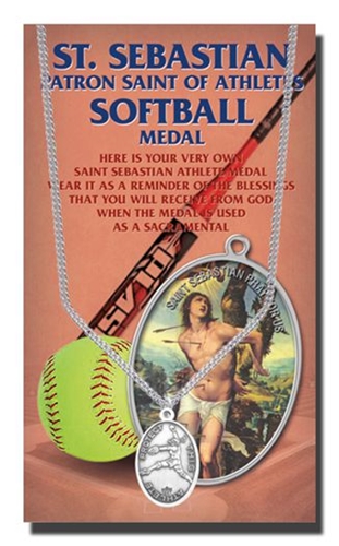 St Sebastian Softball Pewter Medal Necklace