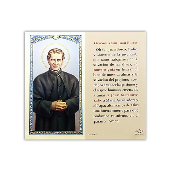Oracion A San Juan Bosco - Spanish Prayer Card