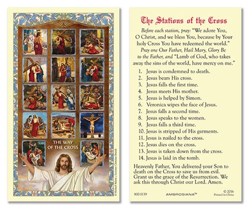 The Stations of the Cross Laminated Holy Card