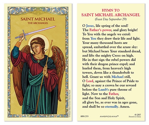 Hymn to Saint Michael Laminated Holy Card