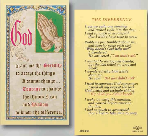 The Difference Laminated Prayer Card