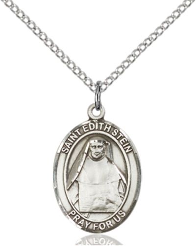 St Edith Sterling Silver Oval Medal on Chain