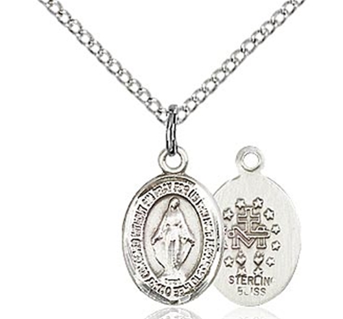 Miraculous Medal Sterling Silver Pendant - 0.5-Inch