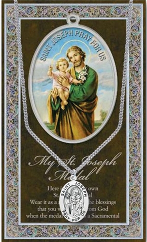 Pewter St. Joseph Medal on Chain with Prayer