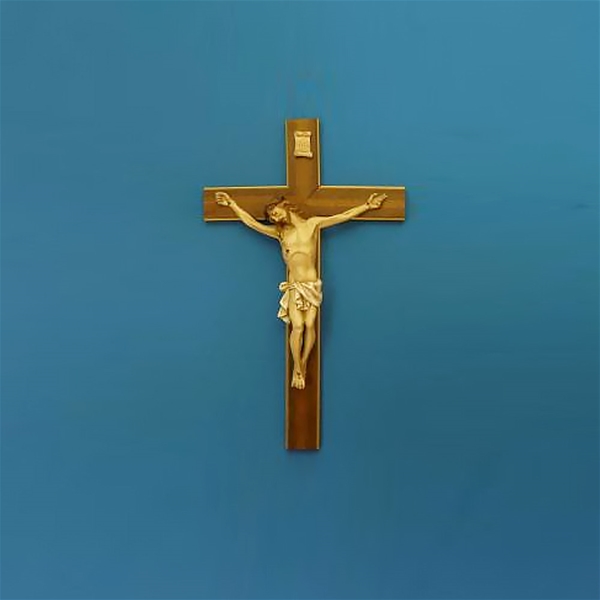 Hand-Painted Italian Alabaster and Wood Cross - 20-Inch