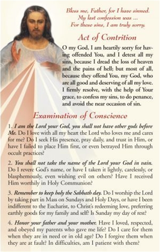 Examination of Conscience and Act of Contrition Card