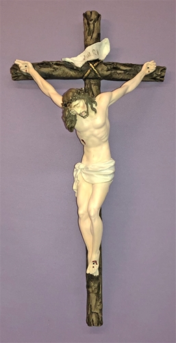 Hand-Painted Alabaster Crucifix by Ado Santini