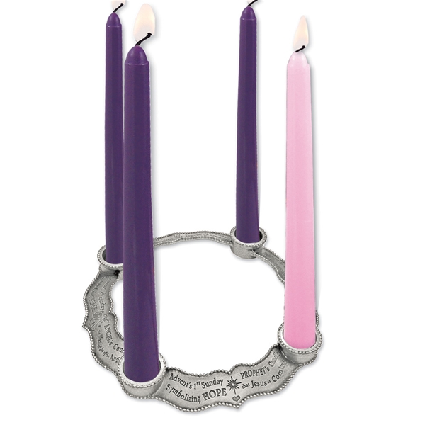 Pewter 4 Weeks of Advent Wreath - Candles Included