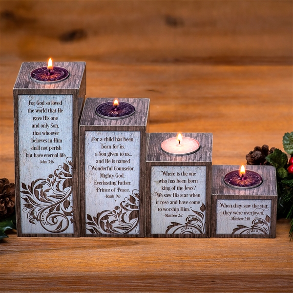 Pillar Advent Set with Tea Lights - Candles Included