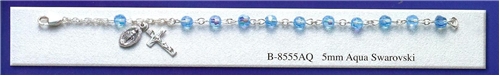 5 mm Sterling Silver Aqua Bracelet