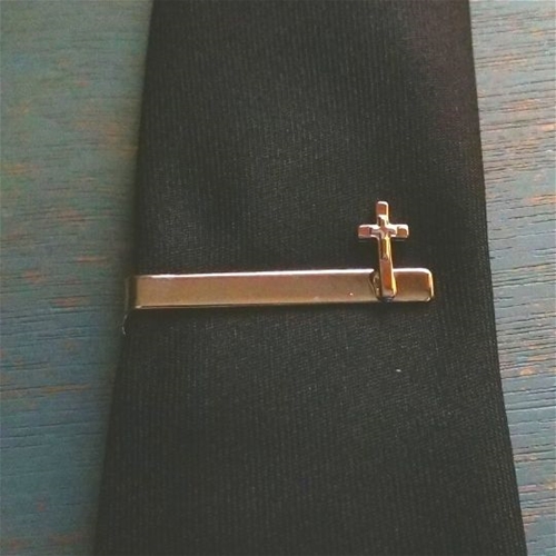 First Communion Tie Clip with Silver Cross
