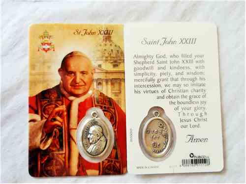 St. John XXIII Prayer Card with Medal