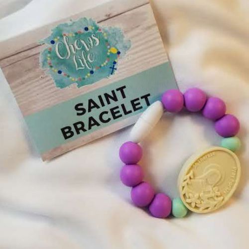 Purple Silicone Breakaway Chews Life Saint Bracelet-Size 1