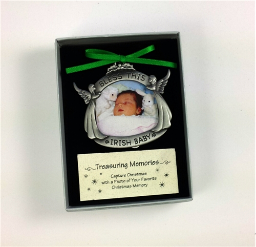Irish Baby Picture Frame Pewter Ornament