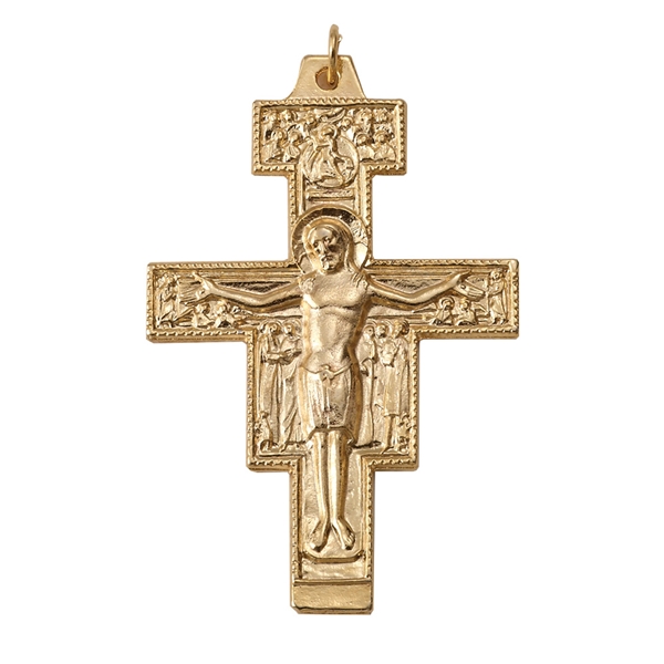 San Damiano Metal Crucifix - 2.75-Inch - Gold