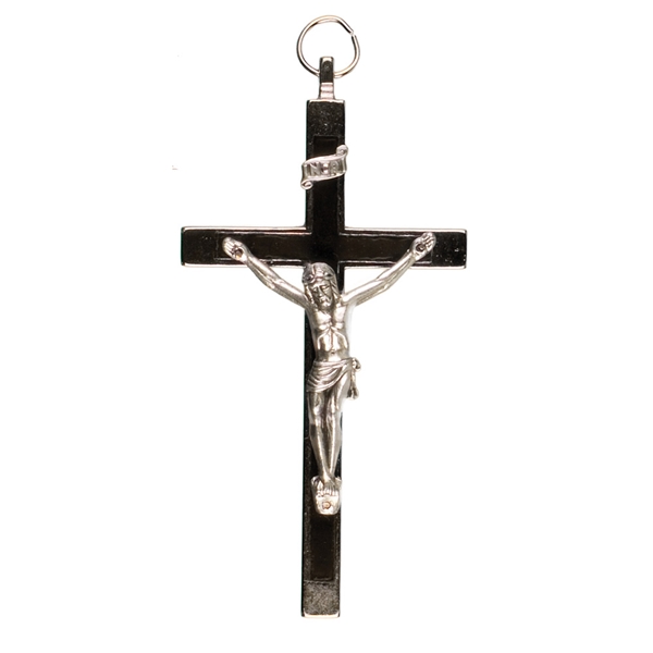 2.75-Inch Metal Crucifix with Black Inlay