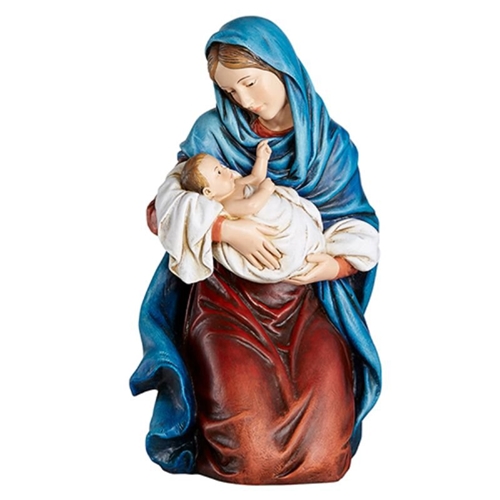 Kneeling Madonna with Child Statue - 12 Inch