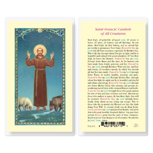 Saint Francis&#39; Canticle of All Creatures Laminated Prayer Card