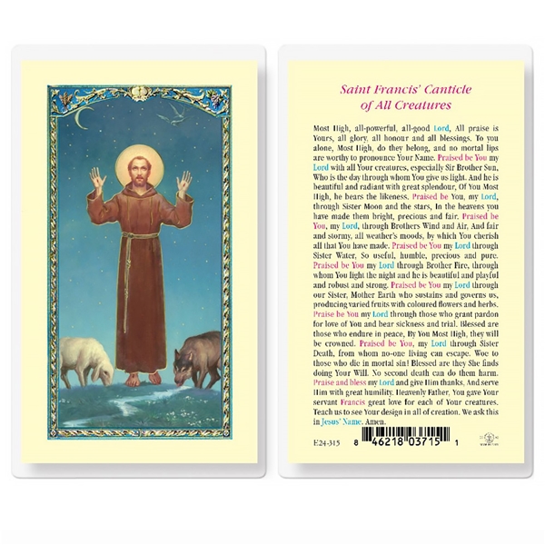 Saint Francis&#39; Canticle of All Creatures Laminated Prayer Card
